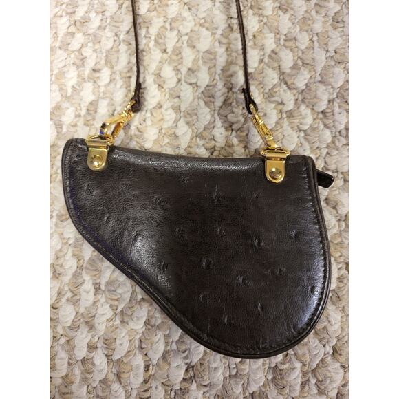 Dior Ostrich Black Saddle Coin Wallet - Picture 3 of 5
